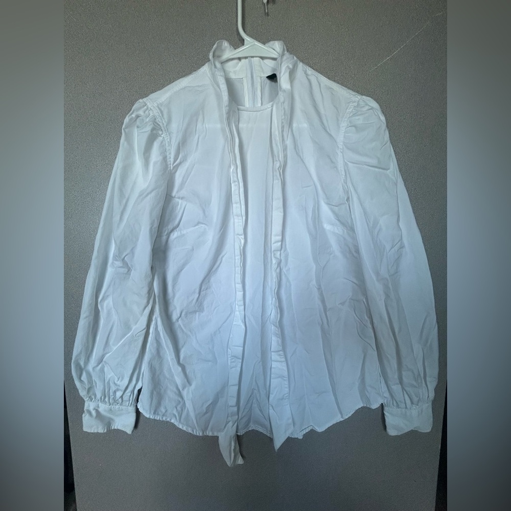 Ralph Lauren White Neck Tie Blouse   Sz Medium